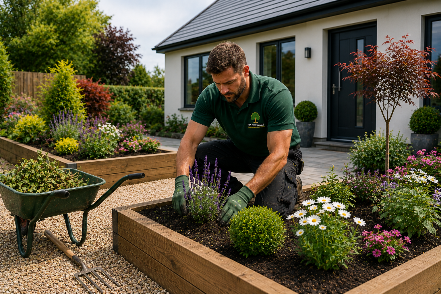 F.M Stewart Gardening providing raised & flower beds