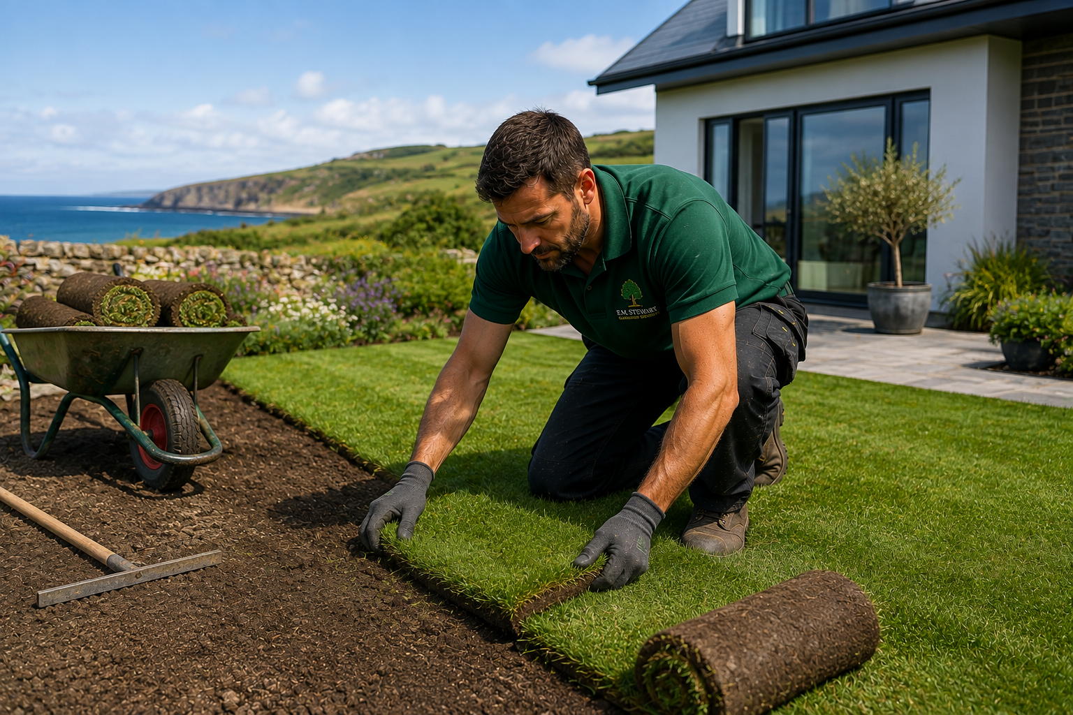 F.M Stewart Gardening providing turfing